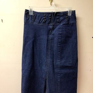 CATALOG CLASSICS Womens Long Denim Skirt Blue Jean Skirts for Women Midi Length